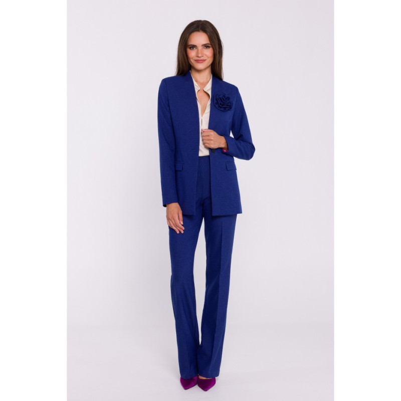 S370 Marynarka z kwiatkiem - niebieska