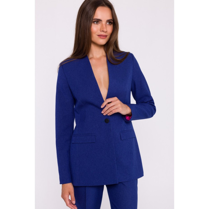 S370 Marynarka z kwiatkiem - niebieska