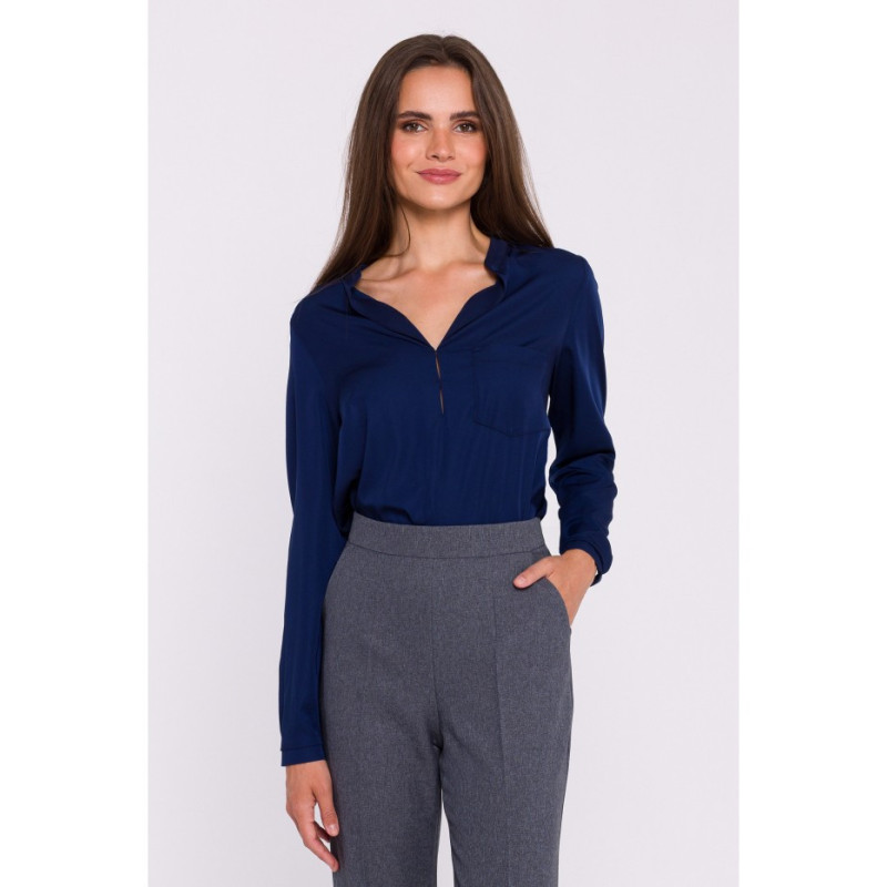 S375 Bluzka z długimi rękawami - granatowa