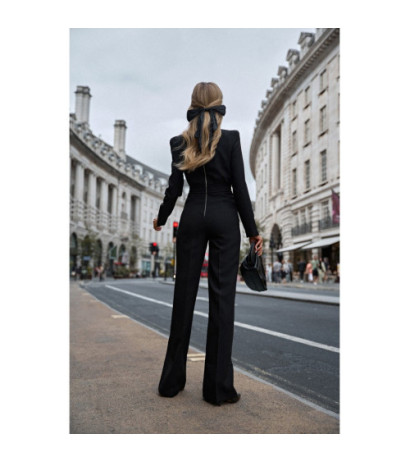 M811 Kombinezon ze zdobieniem w pasie - czarny