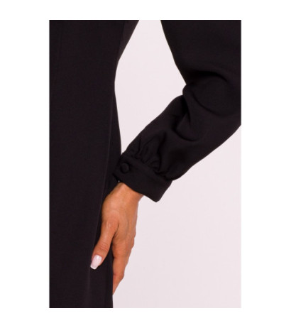 M812 Gładka sukienka z wysokim wycięciem na nogę - czarna