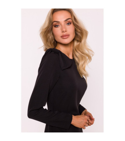 M814 Sukienka z kokardą na ramieniu - czarna