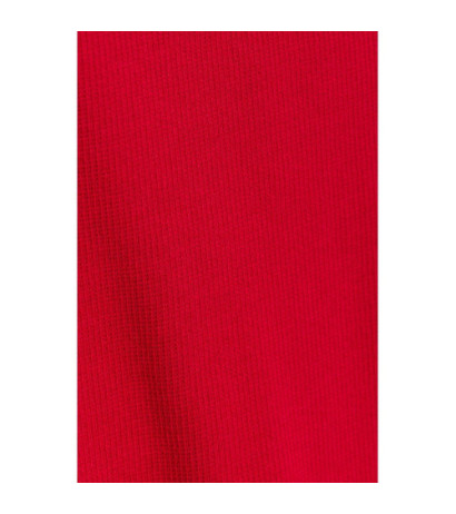 M820 Prążkowana sukienka midi z asymetrycznym dekoltem - czerwona