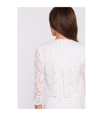 S381 Kombinezon z koronkową górą - ecru