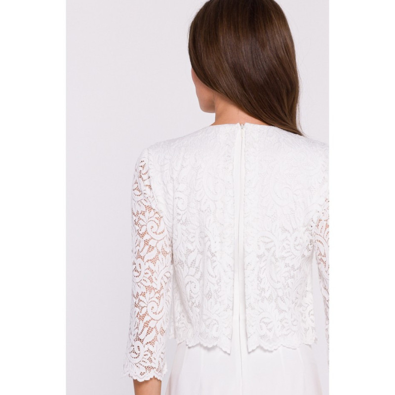 S381 Kombinezon z koronkową górą - ecru