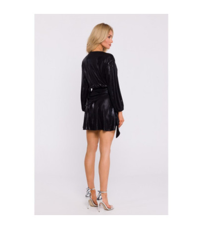 M832 Sukienka mini z wiązaniem na boku - czarna