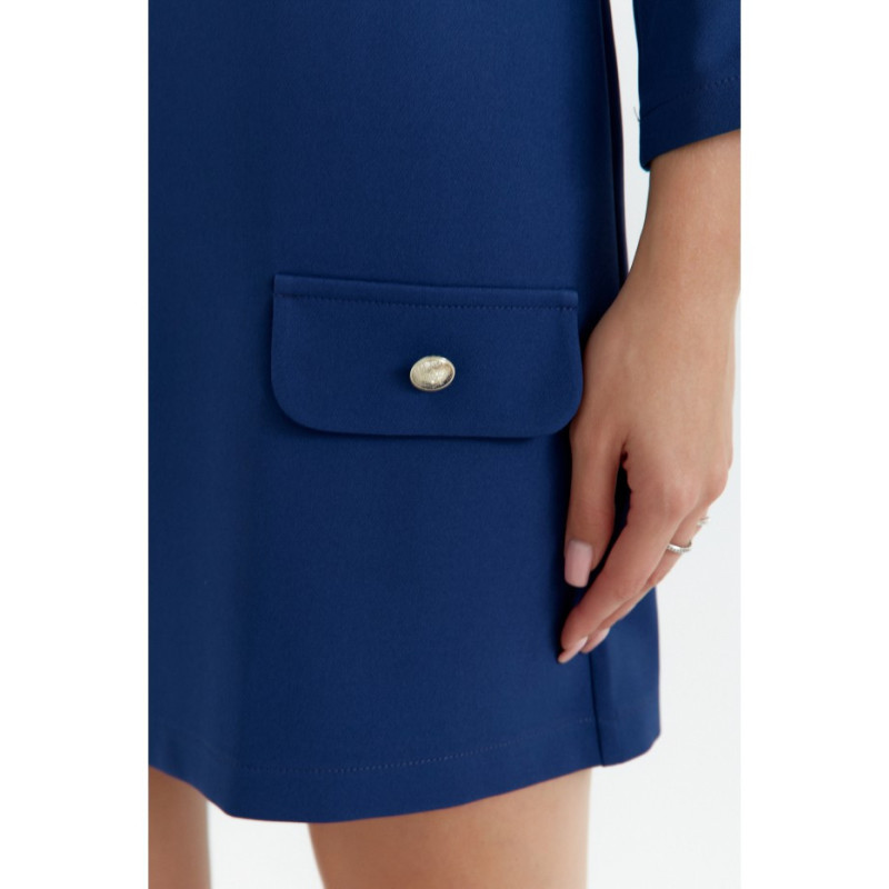 K148 Sukienka trapezowa - granatowa