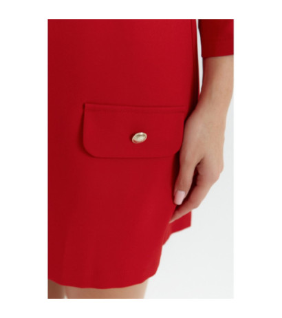 K148 Sukienka trapezowa - czerwona