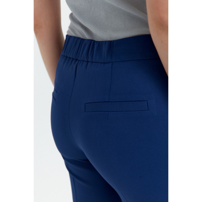 K055 Gładkie spodnie cygaretki - granatowe