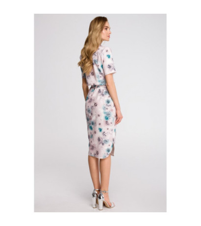 S114 Sukienka z paskiem i dołem na półokrągło - model 3