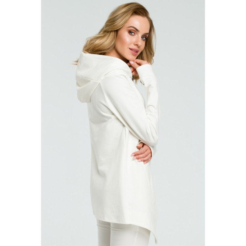 M390 Asymetryczna zasuwana bluzka - ecru