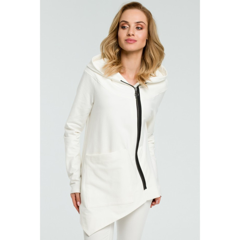 M390 Asymetryczna zasuwana bluzka - ecru