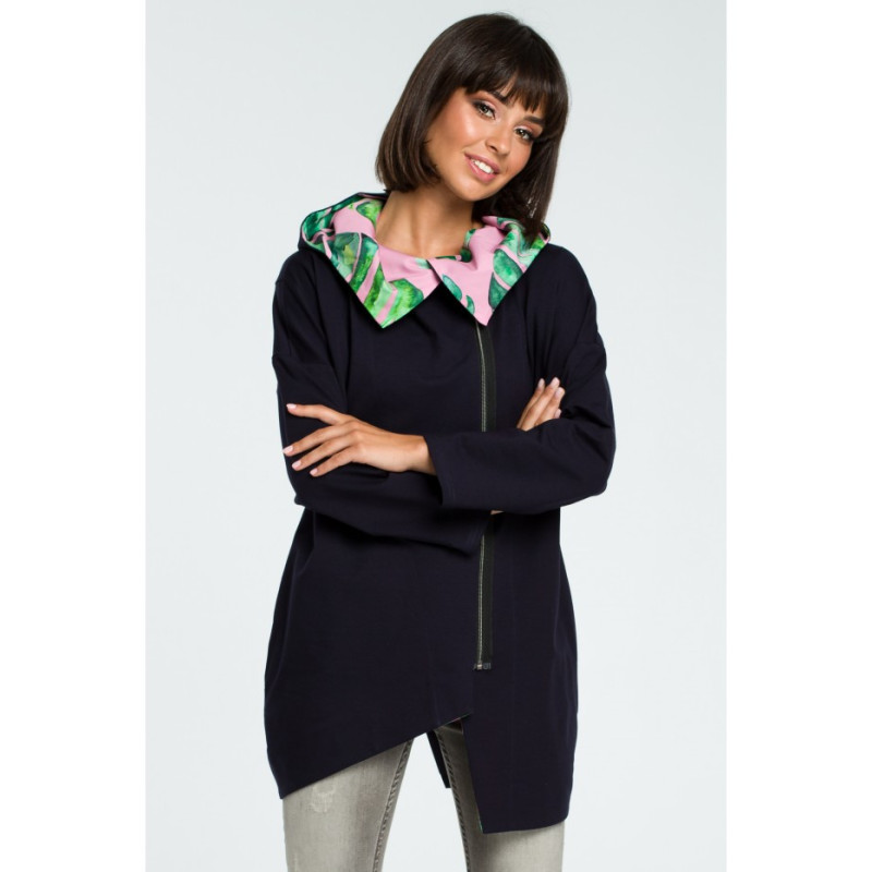 B091 Zasuwana bluza z kapturem - granatowa