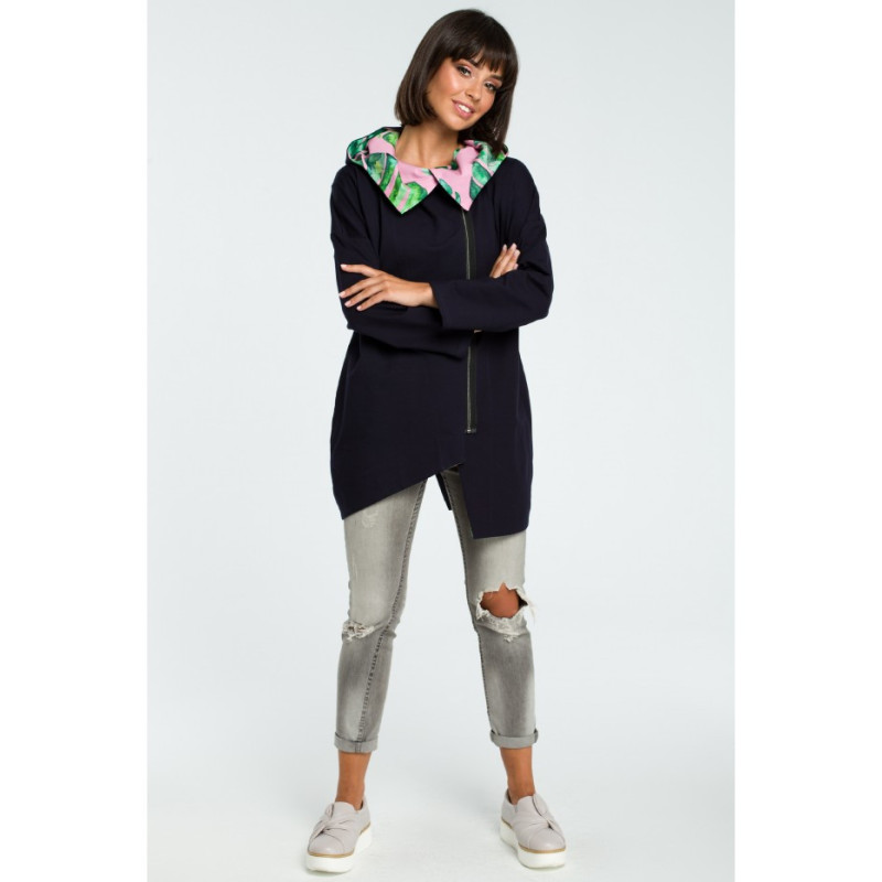 B091 Zasuwana bluza z kapturem - granatowa