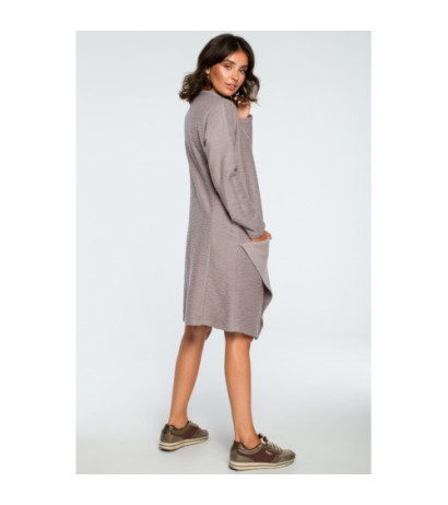 B098 Sukienka z asymetrycznym przeszyciem na przodzie - szara