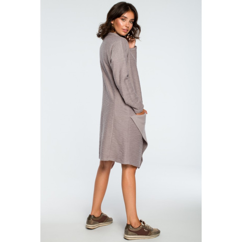 B098 Sukienka z asymetrycznym przeszyciem na przodzie - szara