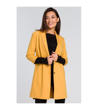 S142 Długi żakiet z rozcięciami na bokach - żółty