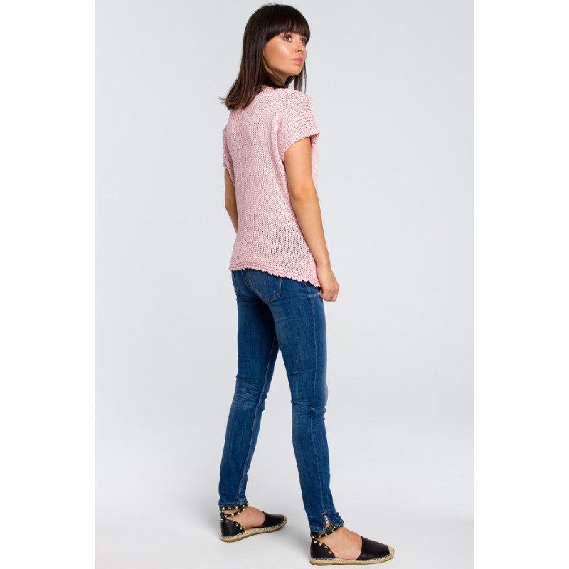 BK020 Sweter z palmą - różowy