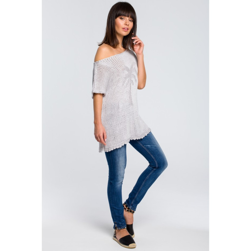 BK020 Sweter z palmą - szary