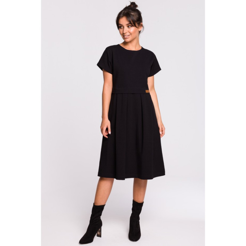 B134 Sukienka midi warstwowa - czarna