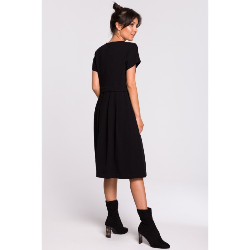 B134 Sukienka midi warstwowa - czarna
