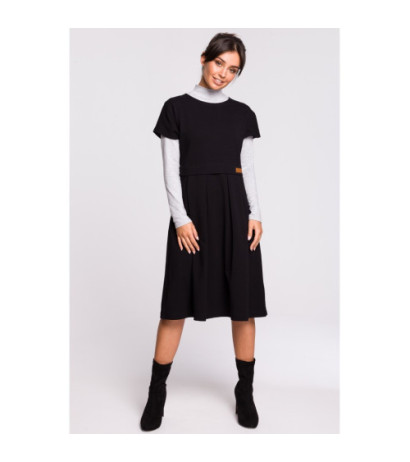 B134 Sukienka midi warstwowa - czarna