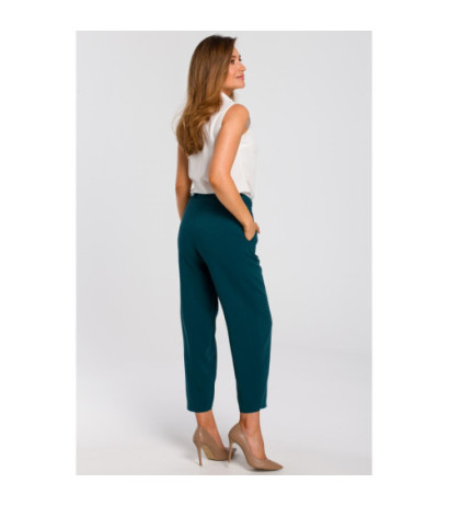 S172 Bluzka damska z kołnierzykiem bez rękawów - ecru