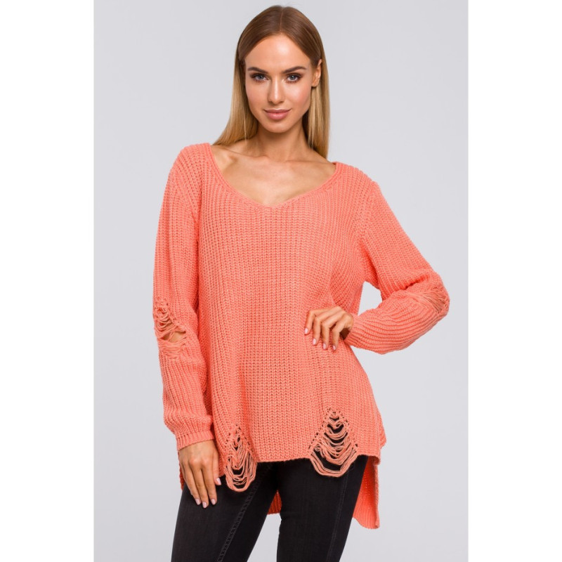 M473 Sweter z dziurami - brzoskwiniowy