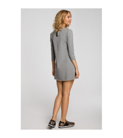 M053 Mini sukienka - tunika z dzianiny - szara