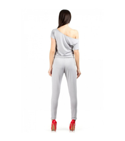 M065 Kombinezon damski z krótkim rękawem - szary