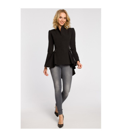 M165 Asymetryczny taliowany żakiet - czarny