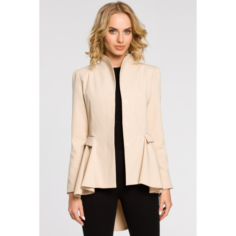 M165 Asymetryczny taliowany żakiet - beżowy