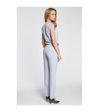 M196 Kopertowy kombinezon ze zwężanymi nogawkami - błękitny