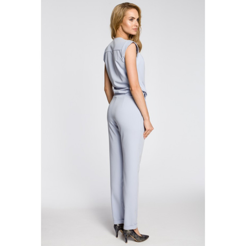 M196 Kopertowy kombinezon ze zwężanymi nogawkami - błękitny