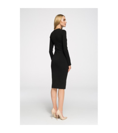 S033 Wieczorowa sukienka z długim rękawem - czarna