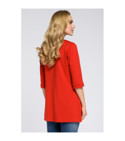 M278 Asymetryczna tunika z zamkiem - czerwona