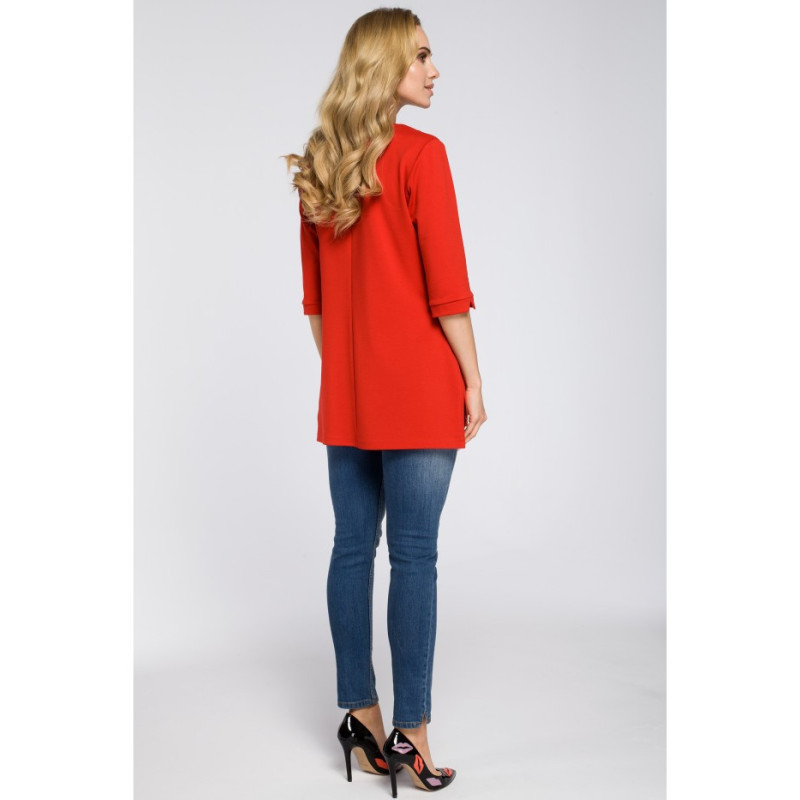 M278 Asymetryczna tunika z zamkiem - czerwona