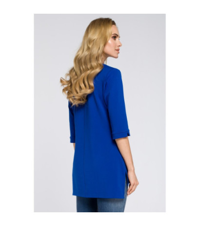 M278 Asymetryczna tunika z zamkiem - chabrowa