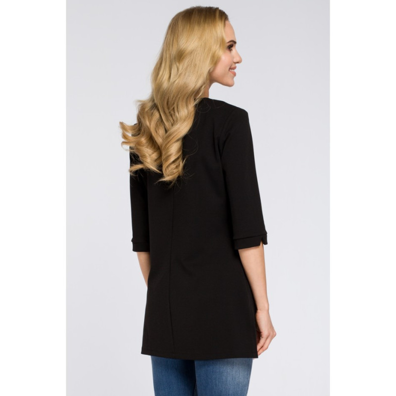 M278 Asymetryczna tunika z zamkiem - czarna