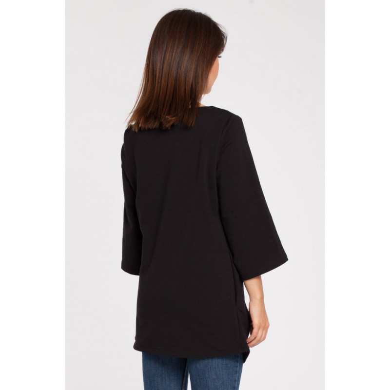 B015 Gładka elegancka tunika - czarna