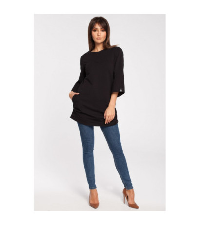 B015 Gładka elegancka tunika - czarna