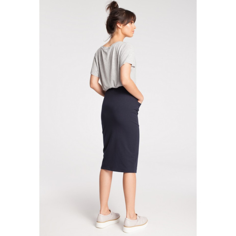 B019 Dresowa spódniczka ołówkowa - granatowa