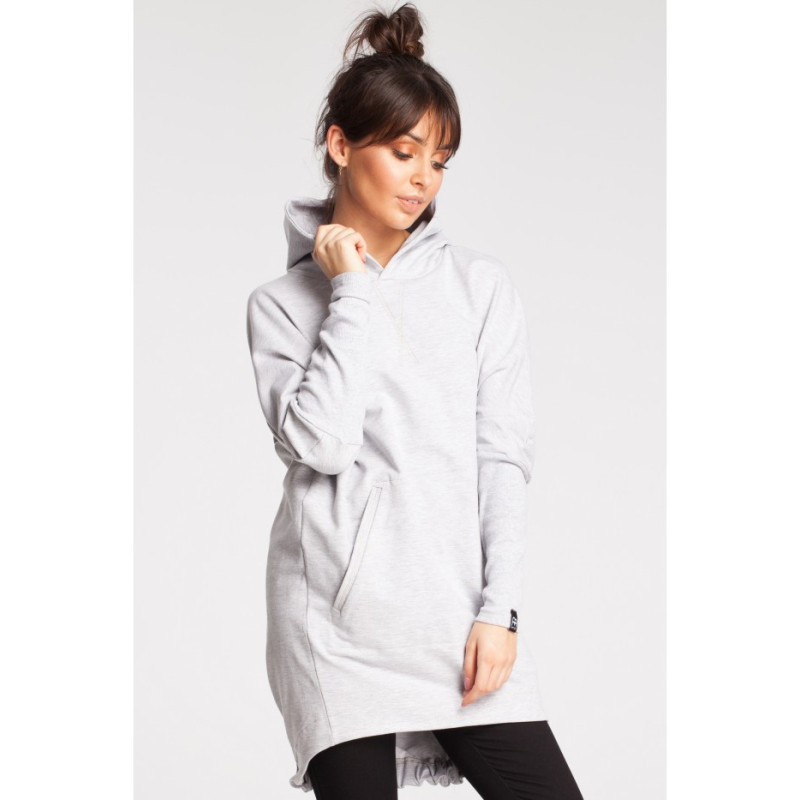 B021 Bawełniana tunika z kapturem - popielaty