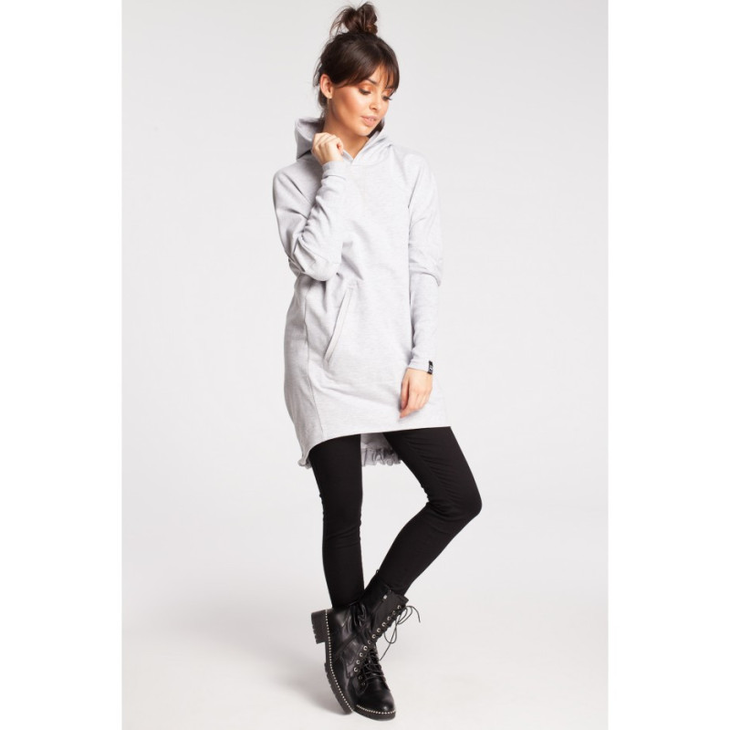 B021 Bawełniana tunika z kapturem - popielaty