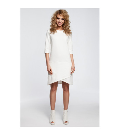 M292 Dopasowana sukienka z zakładką u dołu - ecru