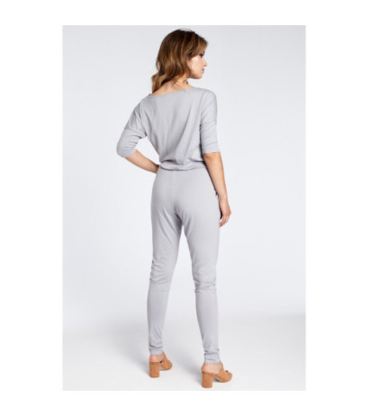 B038 Nowoczesny kombinezon z dekoltem typu woda - szary