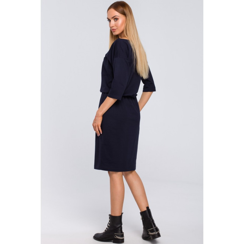 M478 Sukienka z kieszenią - granatowa