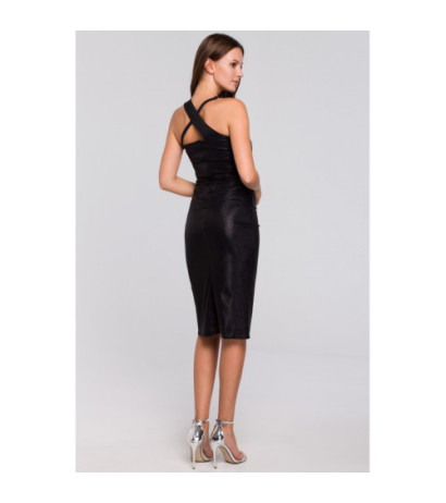 K016 Sukienka z dekoltem na krzyż - czarna