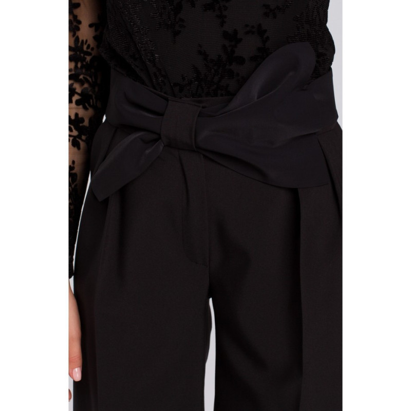 K018 Spodnie z kokardą - czarne