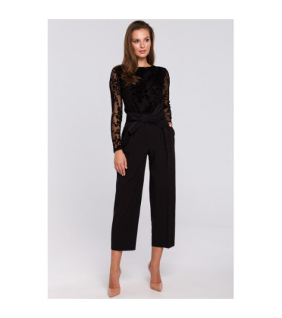 K018 Spodnie z kokardą - czarne